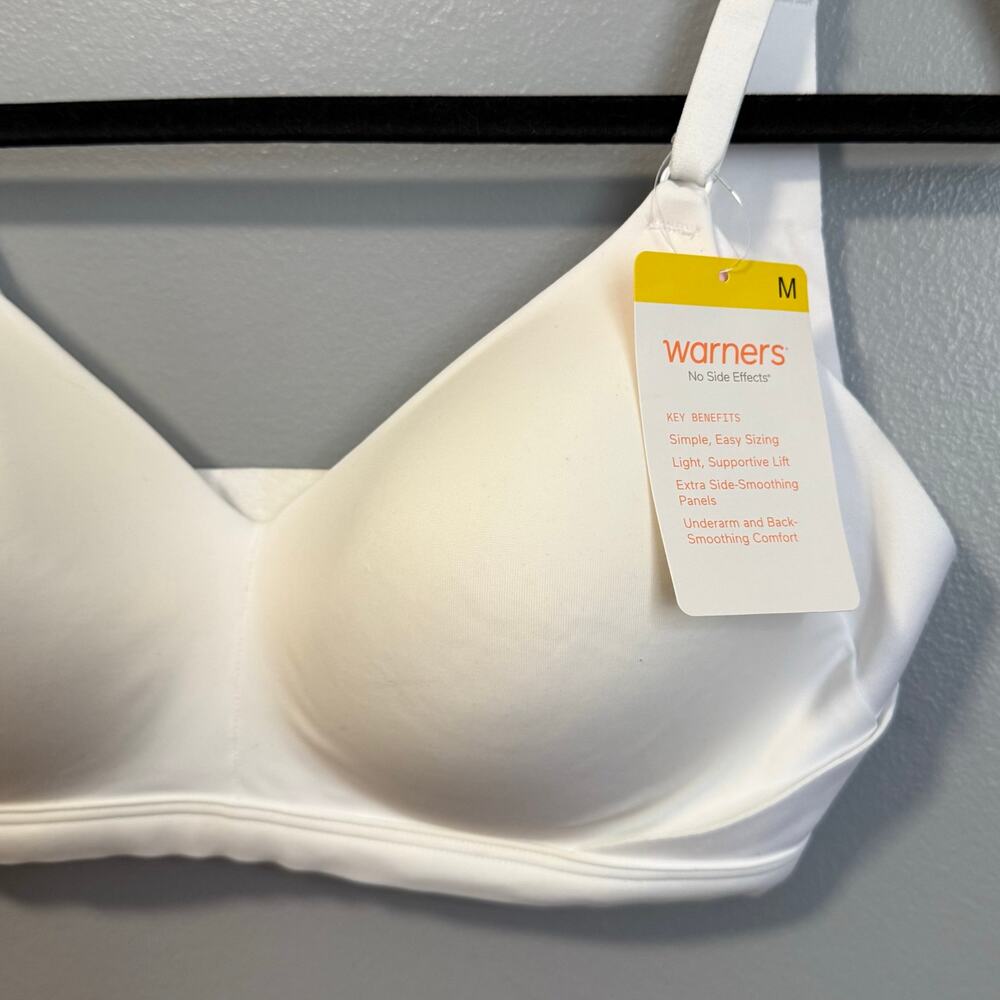 Warners White No Side Effect Smoothing Comfort Wireless T-Shirt Bra NEW Medium - Picture 2 of 4